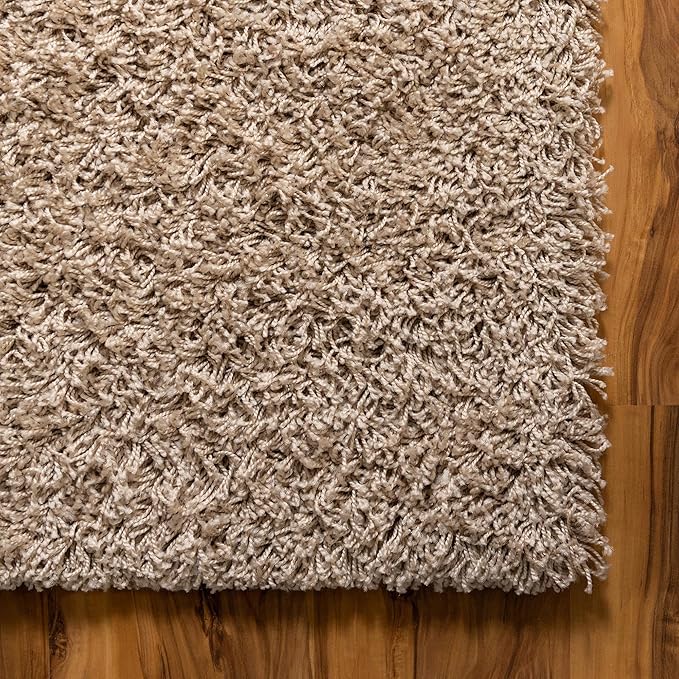 Unique Loom Solid Shag Collection Area Rug (5' 1" Square, Taupe)