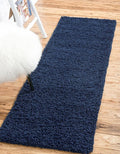Unique Loom Solid Shag Collection Area Rug (2' 2" x 6' 5" Runner, Sapphire Blue/ Navy Blue)