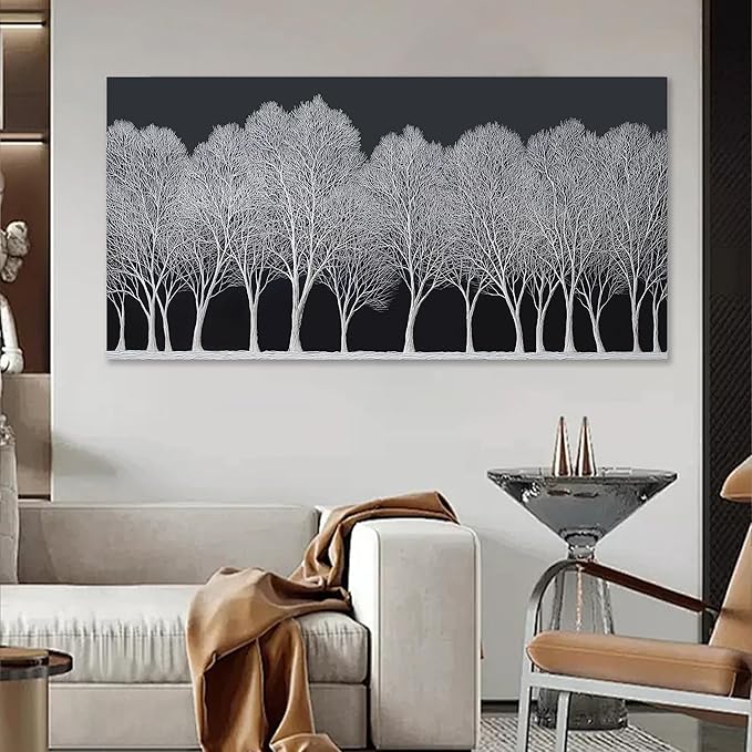 Trogonup Black and White Wall Art for Bedroom Large Forest Picture Landscape Tree Artwork for Living Room Home Office Modern Canvas Prints Ready to Hang 20"x40"