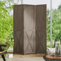 Cozy Castle Wood Room Divider, 3 Panels Folding Privacy Screen, 66.9'' Wall Divider, Barnwood Room Separator, Freestanding Partition, Temporary Wall for Decorative, Rustic Brown