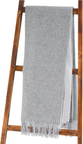 Alashan Cashmere Blend Double Faced Throw-Super Soft and Luxe Fabric- Perfect for Cozy Nights! 95% Merino Wool/5% Cashmere, 50" x 70", Great Gift Item. (Ash & White)