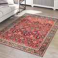 vivorug Washable Rug, Ultra Soft Area Rug 3x5, Non Slip Small Rug Carpet, Stain Resistant Rugs for Living Room Bedroom Entryway, Vintage Floral (Cherry Red/Spice, 3'x5')