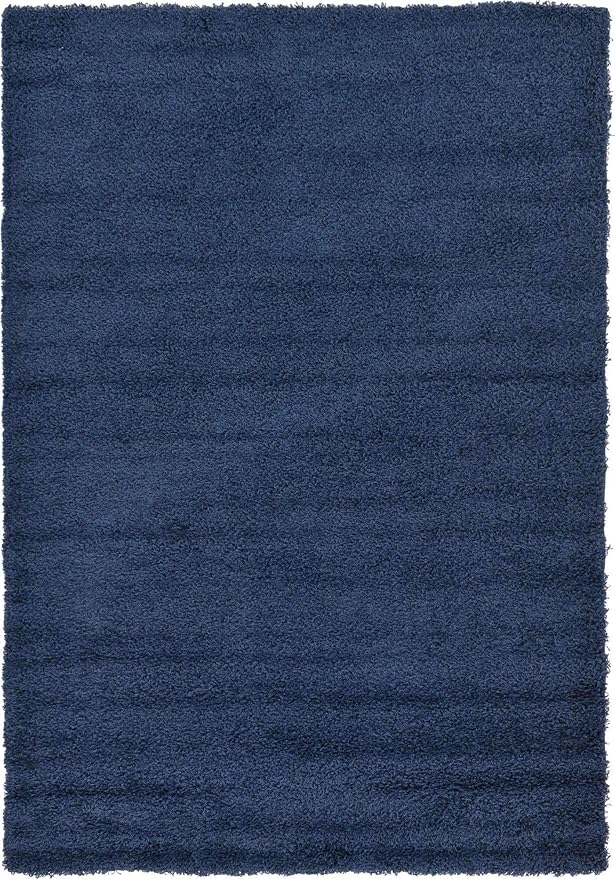Unique Loom Solid Shag Collection Area Rug (6' 1" x 9' Rectangle, Sapphire Blue/ Navy Blue)