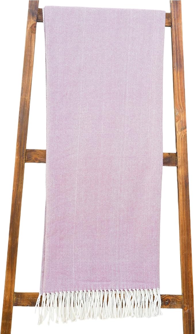 Alashan Cotton Acrylic Adirondack Herringbone Woven Throw - Throw Blanket - Smokey Plum