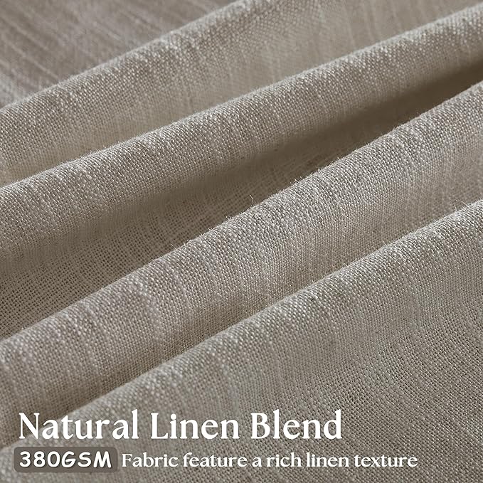 Taupe Burlywood Pinch Pleated Linen Curtains 96 Inches Long for Living Room Bedroom 2 Panels Light Filtering Pinch Pleat Hooks Rings Back Tab Neutral Country Farmhouse 96 Inch Window Curtain Drapes