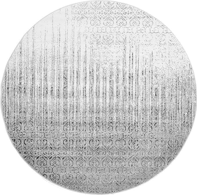 Unique Loom Del Mar Collection Area Rug - Jennifer (7' 10" Round, Gray/ Black)
