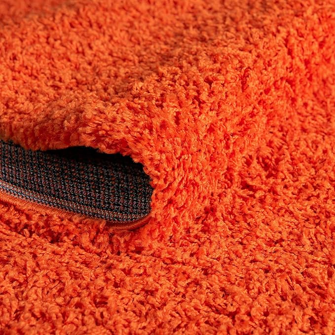 Unique Loom Solid Shag Collection Area Rug (8' x 10' Oval, Tiger Orange)