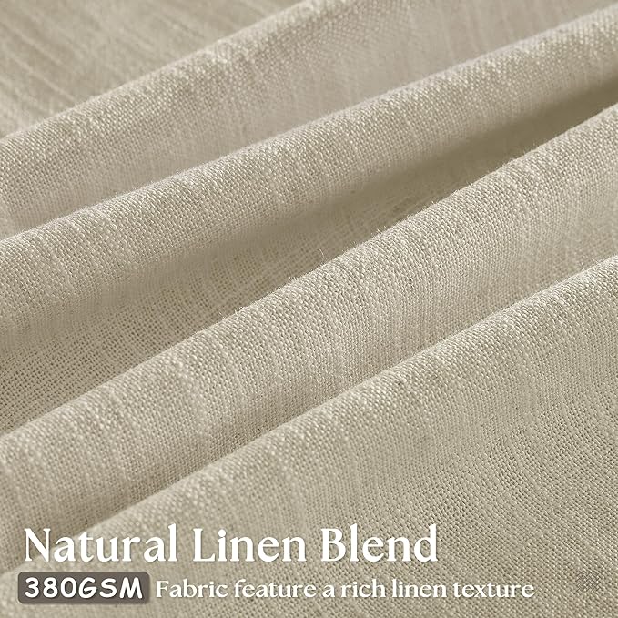 Neutral Linen Pinch Pleated Curtains 84 Inches Long 2 Panels for Living Room Bedroom Memory Training Shaped Semi Sheer Beige Oatmeal Pleat Drapes with Hooks Rings Light Filtering Window Curtain 40x84