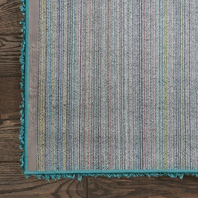 Unique Loom Solid Shag Collection Area Rug (4' 1" x 6' 1" Rectangle, Deep Aqua Blue)