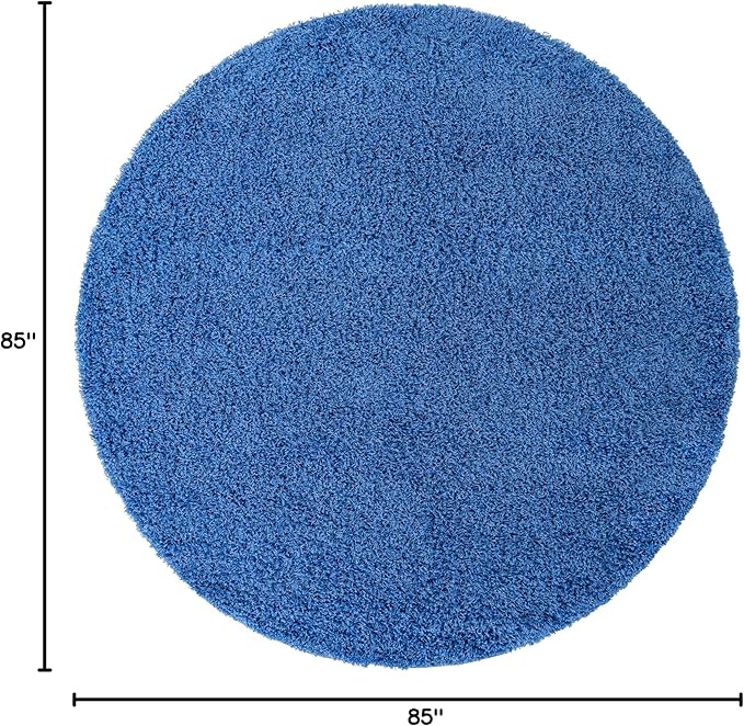 Unique Loom Solid Shag Collection Area Rug (7' 1" Round, Periwinkle Blue)