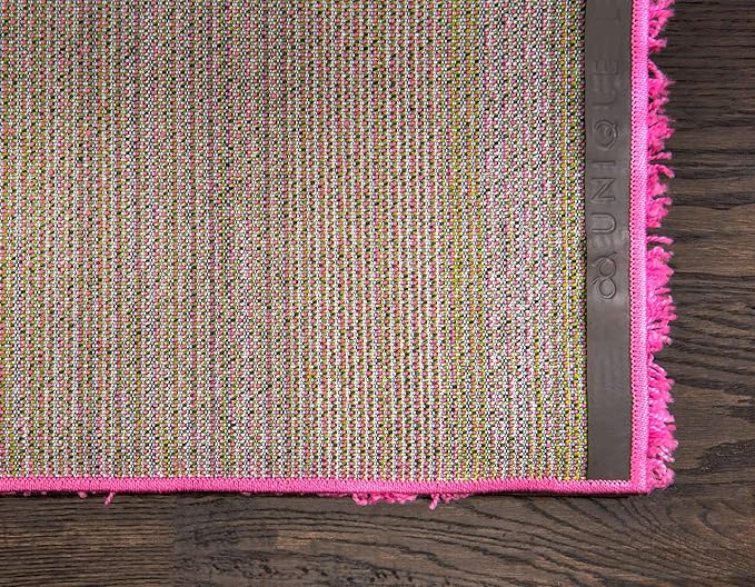 Unique Loom Solid Shag Collection Area Rug (9' x 12' 2" Rectangle, Taffy Pink)