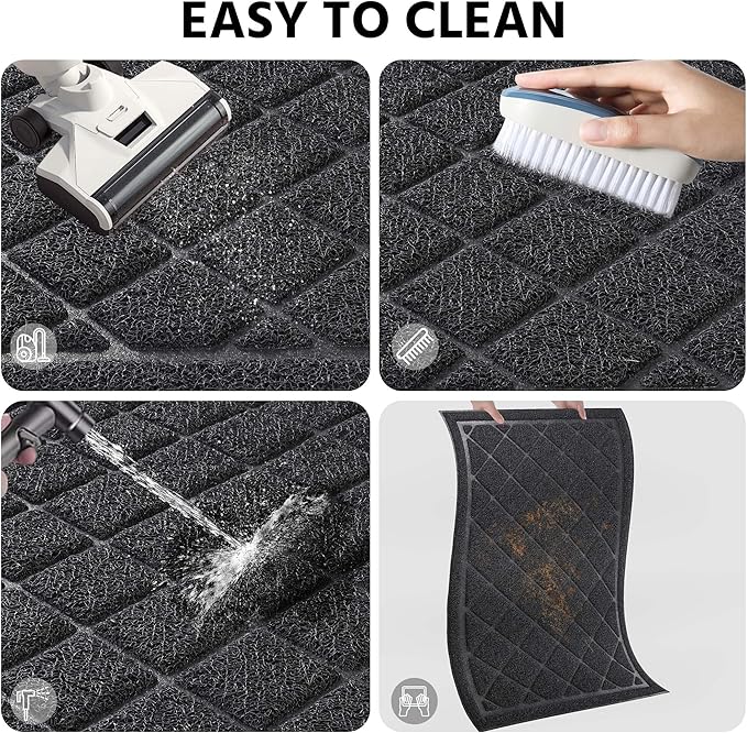 Front Door Mat Indoor Outdoor Entrance, 30" x 48" All-Season Heavy Duty Waterproof Doormat, Non-Slip Absorbent Entryway Mat, Easy to Clean, Low Profile Commercial Floor Mat for Indoor Outdoor