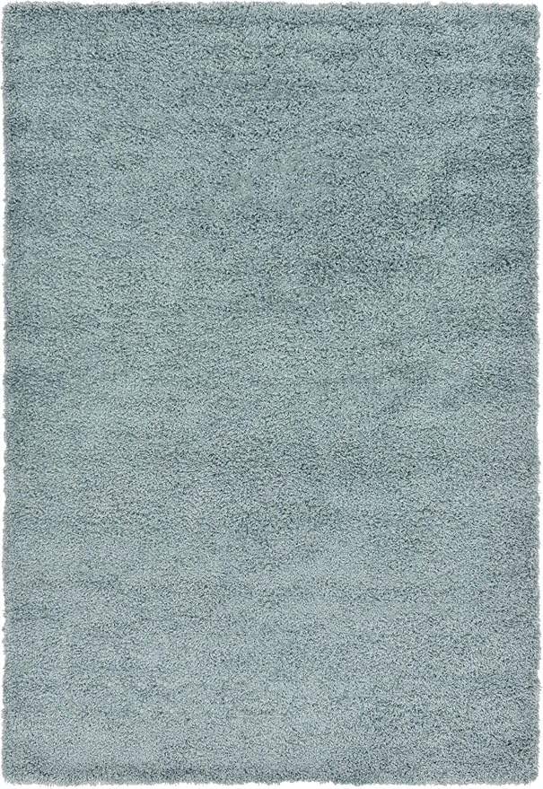 Unique Loom Solid Shag Collection Area Rug (6' 1" x 9' Rectangle, Light Slate Blue)