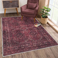 Bloom Rugs Washable Non-Slip 3' x 5' Rug - Dark Red Traditional Bordered Area Rug for Living Room, Bedroom, Dining Room, and Kitchen - Exact Size: 3' x 5'