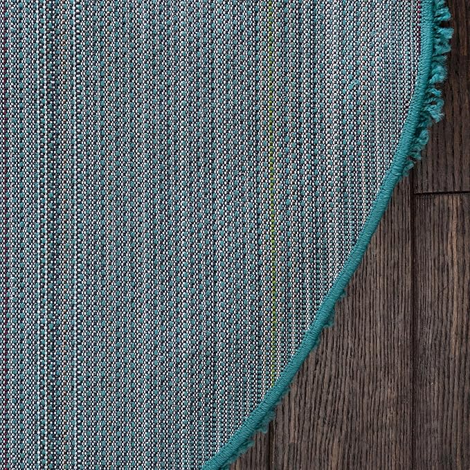 Unique Loom Solid Shag Collection Area Rug (3' 3" Round, Deep Aqua Blue)