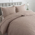 HoneiLife Quilt Sets King Size - Microfiber Bedspreads for King Bed, 3-Piece Lightweight Coverlets, Retro Bedlinen Sets, King Quilt Bedding Set All Season Use-Dark Khaki