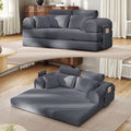 Upgrade High Backrest Design Sofa Bed with Fixed-Shape Frame & Removable Armrests and Backrest, Corduroy Fabric, Convertible Couch for Small Spaces - No Assembly Needed (High Backrest Dark Gray)