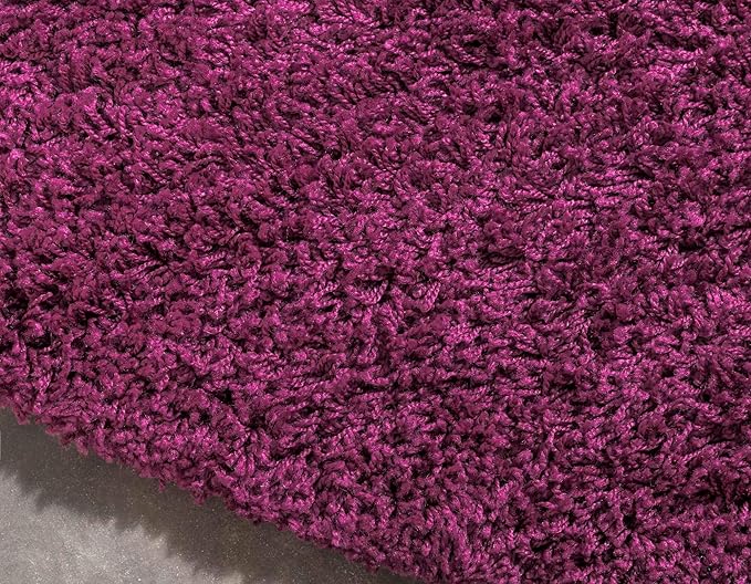 Unique Loom Solid Shag Collection Area Rug (8' Round, Eggplant Purple)