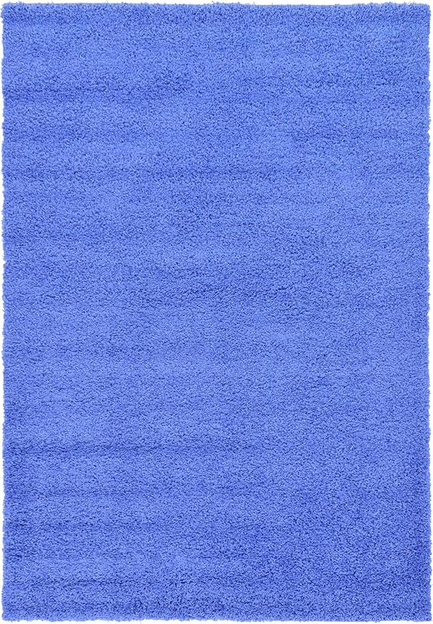 Unique Loom Solid Shag Collection Area Rug (6' 1" x 9' Rectangle, Periwinkle Blue)