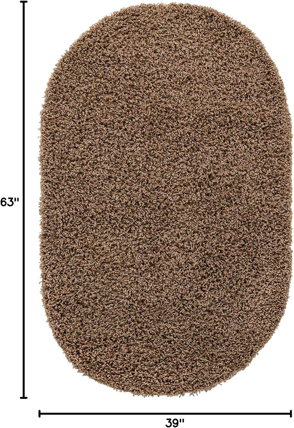 Unique Loom Solid Shag Collection Area Rug (3' 3" x 5' 3" Oval, Sandy Brown)