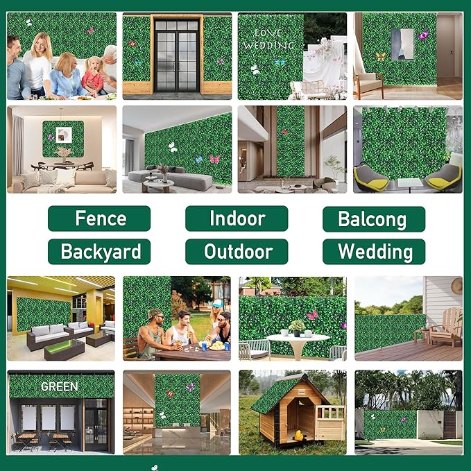 ZHZCJB 10 X 10 in Artificial Grass Wall Panel Backdrop,UV-Anti Greenery Boxwood PanelsEquipped with Double Sided Adhesive Tape, for Indoor Outdoor Grass Wall Backdrop