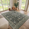 Washable 6x9 Area Rugs for Living Room, Boho Non-Slip Vintage Distress Large Rugs for Bedroom Dining Room Nursery Office, 0.3" Neutral Oriental Throw Thin Carpet, Sage Green/Blue/Multi