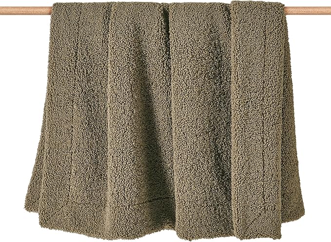 HiEnd Accents Teddy Throw Blanket, 60x90 inch, Dark Oak, Oversized Boucle Throw Blanket, Soft Cozy Classic Chic Casual Heavy Blanket, Modern Rustic Plush Comfy Warm Blanket for Bed, Sofa