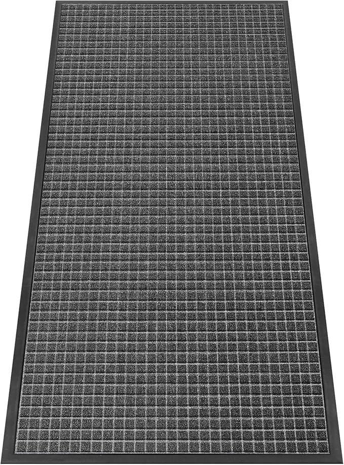 Kuyal Front Door Mat, 3'*6' Door Mat for Inside Outside Entrance,Waterproof Welcome Mats with Non-Slip Backing, Indoor Outdoor Entryway, Commercial Floor Mats, Durable & Easy to Clean, Dark Gray