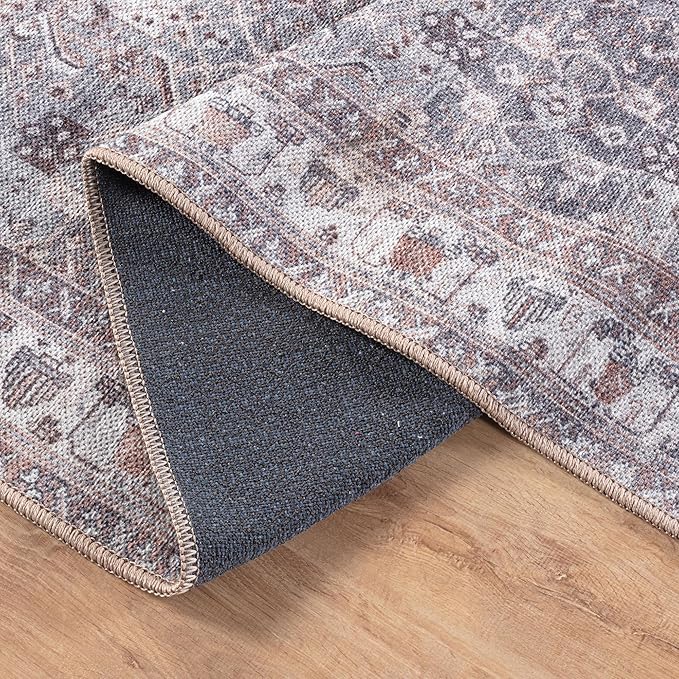 Bloom Rugs Washable Non-Slip 8' x 10' Rug - Gray Traditional Bordered Area Rug for Living Room, Bedroom, Dining Room, and Kitchen - Exact Size: 8' x 10'