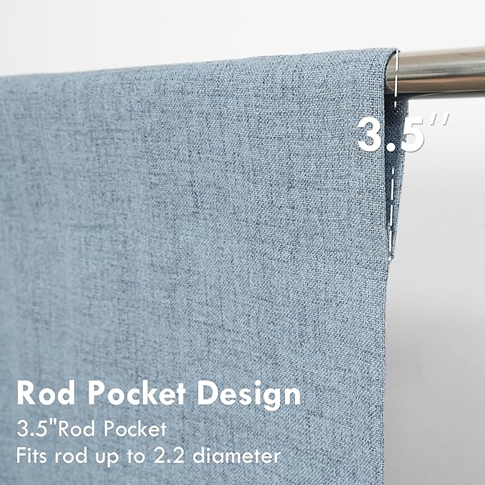 DriftAway Double Layer Linen Blackout Tie Up Curtains Thermal Insulated Fully Lined Balloon Roman Shade Bathroom Window Adjustable Rod Pocket for Small Window 25 Inch by 47 Inch Dusty Blue