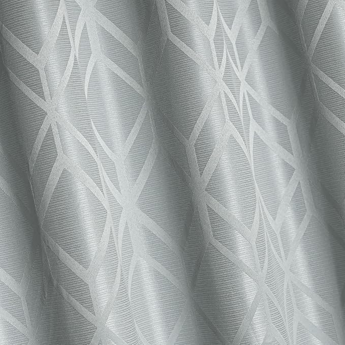 Amazon Basics Jacquard 2-Piece 100% Blackout Curtains, Living Room and Bedroom Drapes, Thermal Insulated Window Treatment, 42"x72", Light Grey