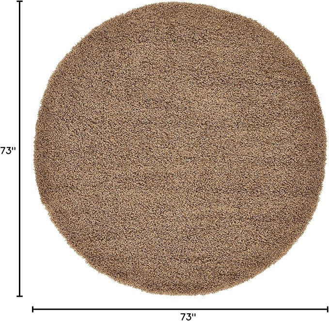Unique Loom Solid Shag Collection Area Rug (6' 1" Round, Sandy Brown)