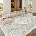 zesthome 9x12 Area Rugs,Stain Resistant Washable Rug,Ultra-Thin Rugs for Living Room,Bedroom,Non-Slip Backing Home Decor Large Area Rug (Beige,9'x12')
