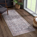 Bloom Rugs Washable 10 ft Runner - Brown/Dark Gray Traditional Runner for Entryway, Hallway, Bathroom, and Kitchen - Exact Size: 2.5' x 10'