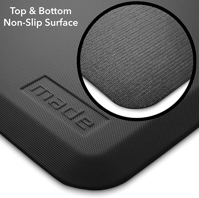 Made Medical 73" x 24" Bedside Non-Slip Fall Mat for Elderly - Fall Prevention Anti-Skid Pad with Beveled Edge Anti-Fatigue Floor Mat, Black