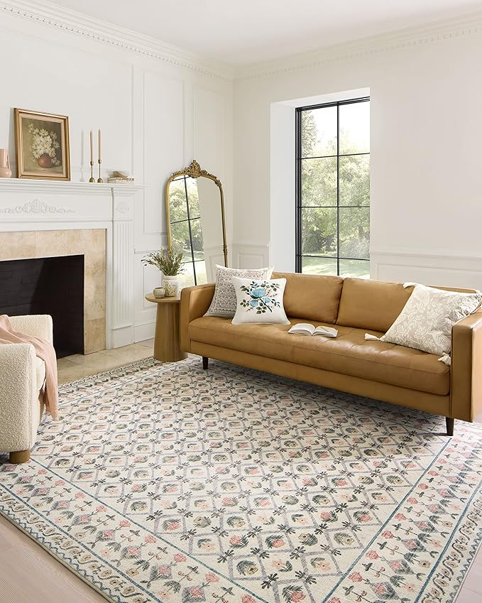 Loloi Rifle Paper Co. Eden Collection EDE-03 Lattice Ivory 2'-3" x 3'-9" Accent Rug feat. CloudPile™