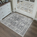 Blue 2x3 Entryway Area Rug Machine Washable Door Mat Kitchen Vintage Distressed Non Slip Carpet Indoor Traditional Floral Accent Throw Small Rug for Bathroom Office Bedroom Living Dining Room