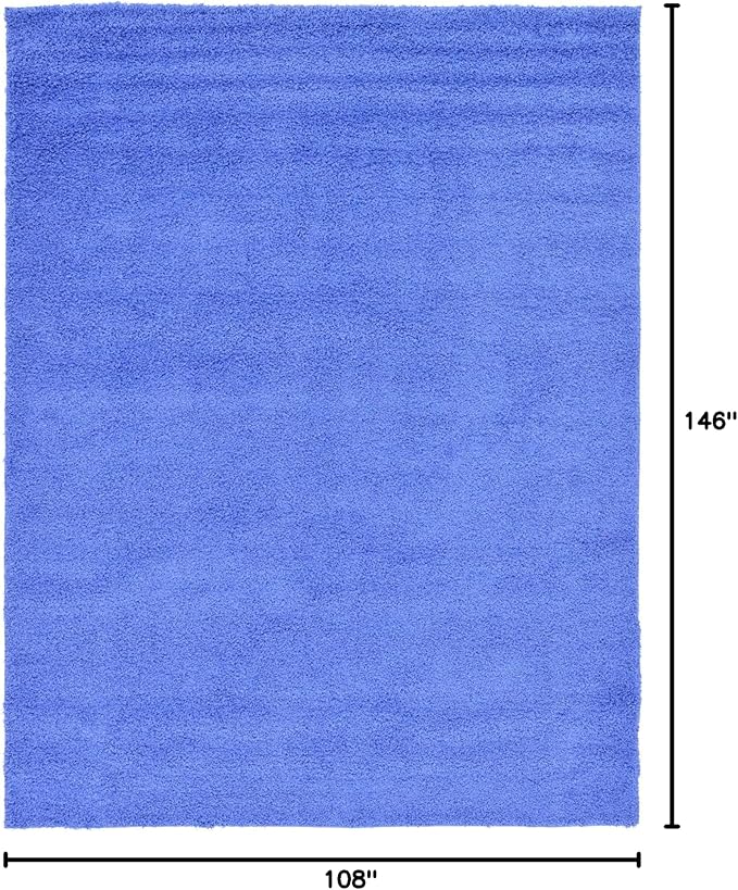 Unique Loom Solid Shag Collection Area Rug (9' x 12' 2" Rectangle, Periwinkle Blue)