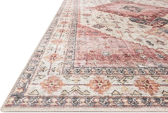 Loloi Skye Collection SKY-02 Ivory/Berry 6'-0" x 6'-0" Round Area Rug