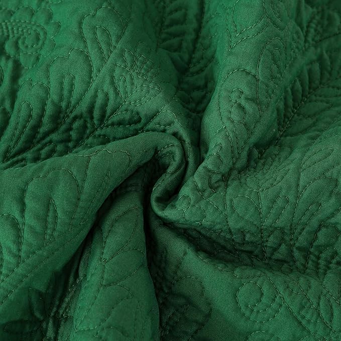 HoneiLife King Size Quilt Sets - 3 Piece Microfiber Quilt Set Lightweight Bedspreads Reversible Coverlets Rustic Bed Cover King Quilt Bedding Set All Season Quilts-Green