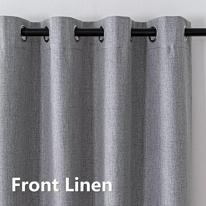 100% Blackout Curtains 90 Inch Length 2 Panels Set, Black Out Curtains for Living Room, Light Grey Thermal Insulated Grommet Drapes Bedroom Luxury Decor Privacy(70W × 90L inch, Light Grey)