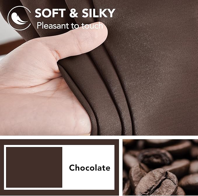 Deconovo Blackout Curtains, Thermal Insulated, W52 x L95 2 Panels, Back Tab, Machine Washable, Room-Darkening Drapes for Bedroom/Living Room Chocolate