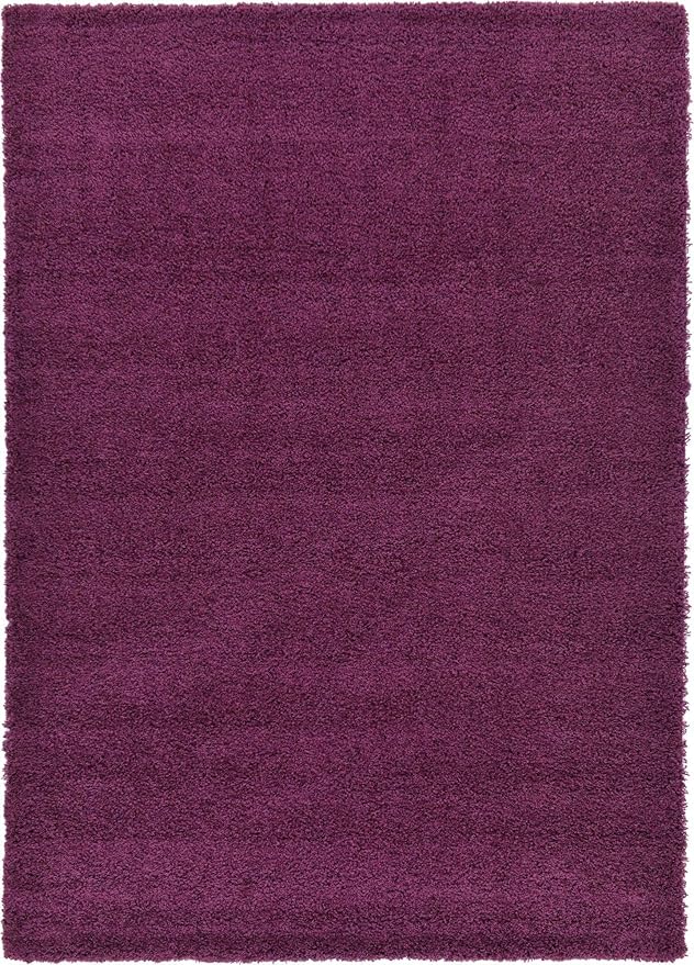 Unique Loom Solid Shag Collection Area Rug (7' 1" x 10' Rectangle, Eggplant Purple)