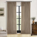 Farmhouse Tan Brown Linen Curtains 102 Inches Long for Living Room Pinch Pleated Drape with Hooks Rings for Track System Light Filtering 102 Inch Curtain for Bedroom Sliding Patio Door 2 Panels