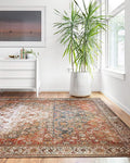 Loloi Layla Collection LAY-05 Ocean/Multi 2'-3" x 3'-9" .13" Thick Accent Rug, Soft, Durable, Vintage Inspired, Distressed, Low Pile, Non-Shedding, Easy Clean, Printed, Living Room Rug