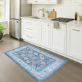 Fame Rugs Blue Modern Oushak Rug 3x5, Washable Vintage Turkish Colorful Oriental Antique Inspired Foldable Small Area Rugs, Luxury Living Room Bedroom (387BNB, 2'6" x 5')