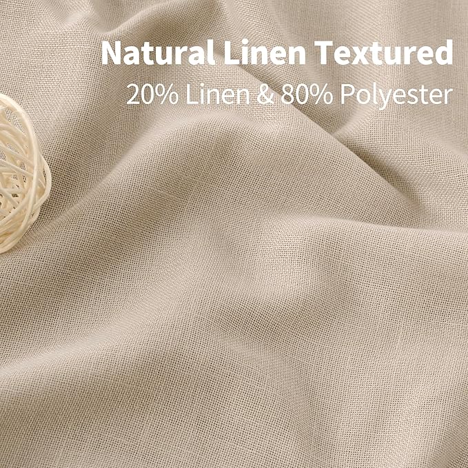 YoungsTex Tan Linen Semi Sheer Curtains 84 Inches Long for Living Room, Light Filtering Drapes with Grommet Lightweight for Bedroom Dining Farmhouse, 2 Panels, 52 X 84 Inch