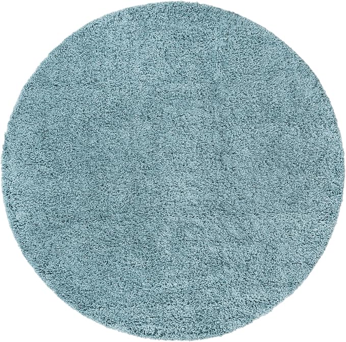 Unique Loom Solid Shag Collection Area Rug (7' 1" Round Light Slate Blue)