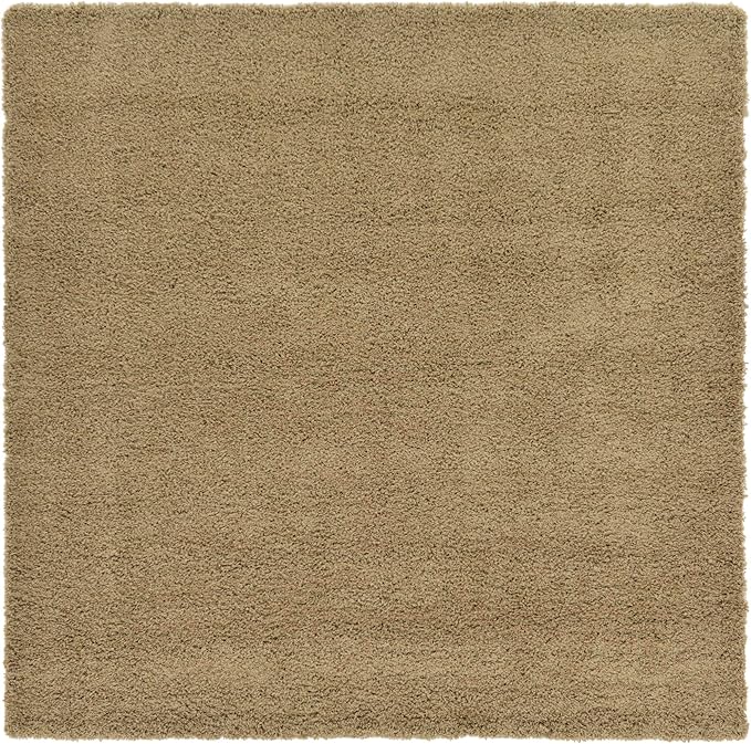 Unique Loom Solid Shag Collection Area Rug (7' 10" Square, Sandy Brown)