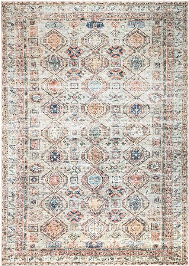 Keen Home Design 9x12 Rug - Machine Washable Area Rug with Non-Slip Backing, Ideal for Living Room, Dining Room, Bedroom - Vintage, Easy Clean, Durable, Low Pile Rug - (9' x 12')